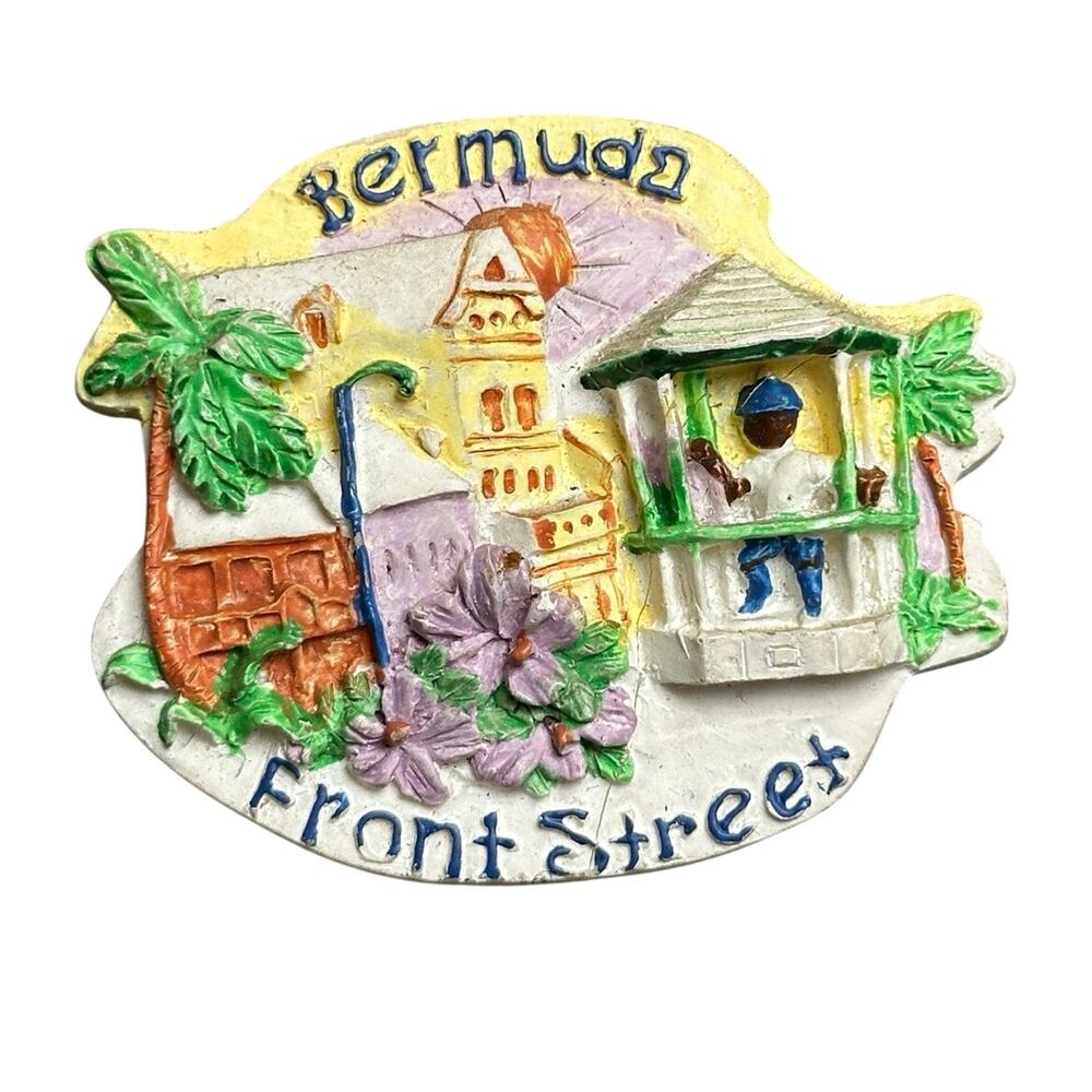 Vintage fridge magnet Bermuda Front Street 3D  resin souvenir 2000